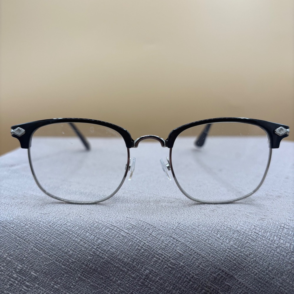 Vintage Retro Black Silver Clubmaster Browline Eyeglass frames Gothic